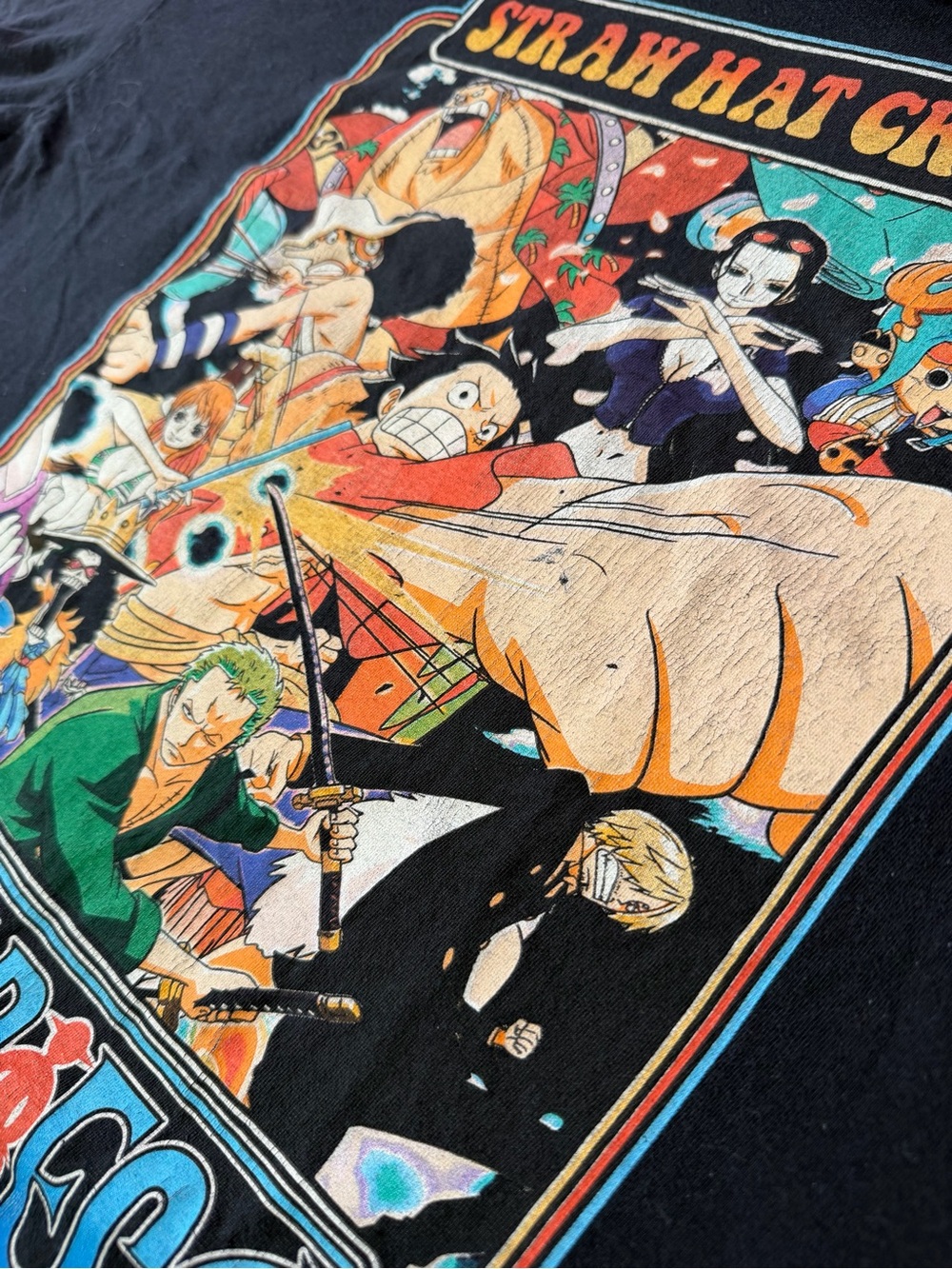 One Piece Straw Hat Crew Anime Graphic T Shirt Black XL Manga Tee